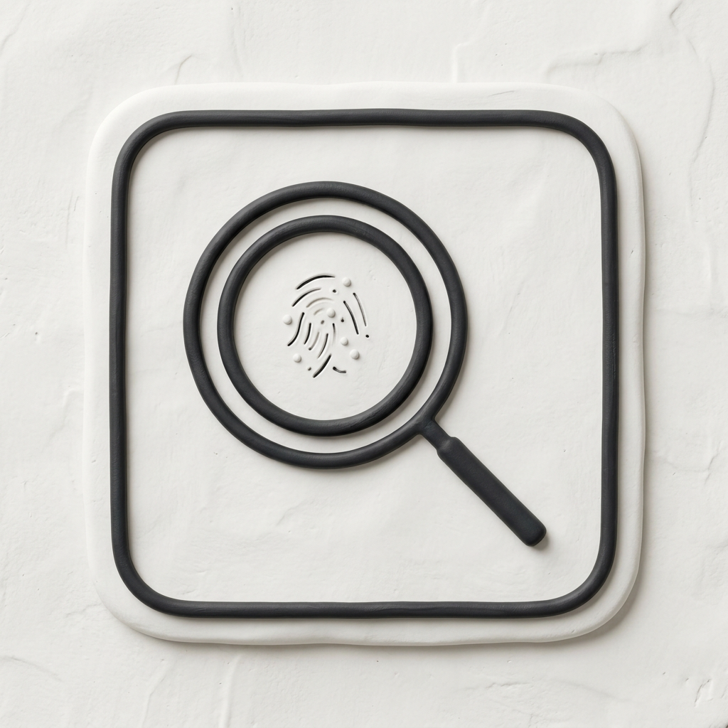 Magnifying glass over a fingerprint symbol